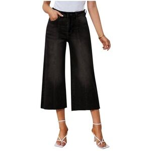 Grapent Jeanโ Capris, Stretchy, Wide Leg, Color Black, Size Medium 8/10